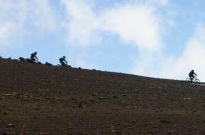 Downhill Bikers starting at Haleakala Summit Downhill Bikers starting at Haleakala Summit