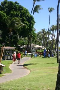 Ka'anapali Beach walk, Maui, HI Walkway that follows Ka'anapali Beach