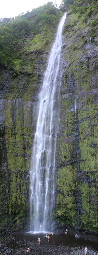 Waimoku Falls Waimoku Falls is bigger than the eye can take in from this close up.
