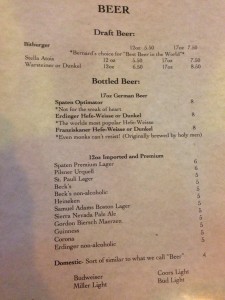 Beer Menu