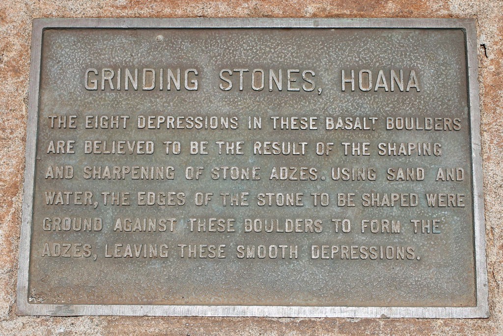 Plaque at site of grinding stones
