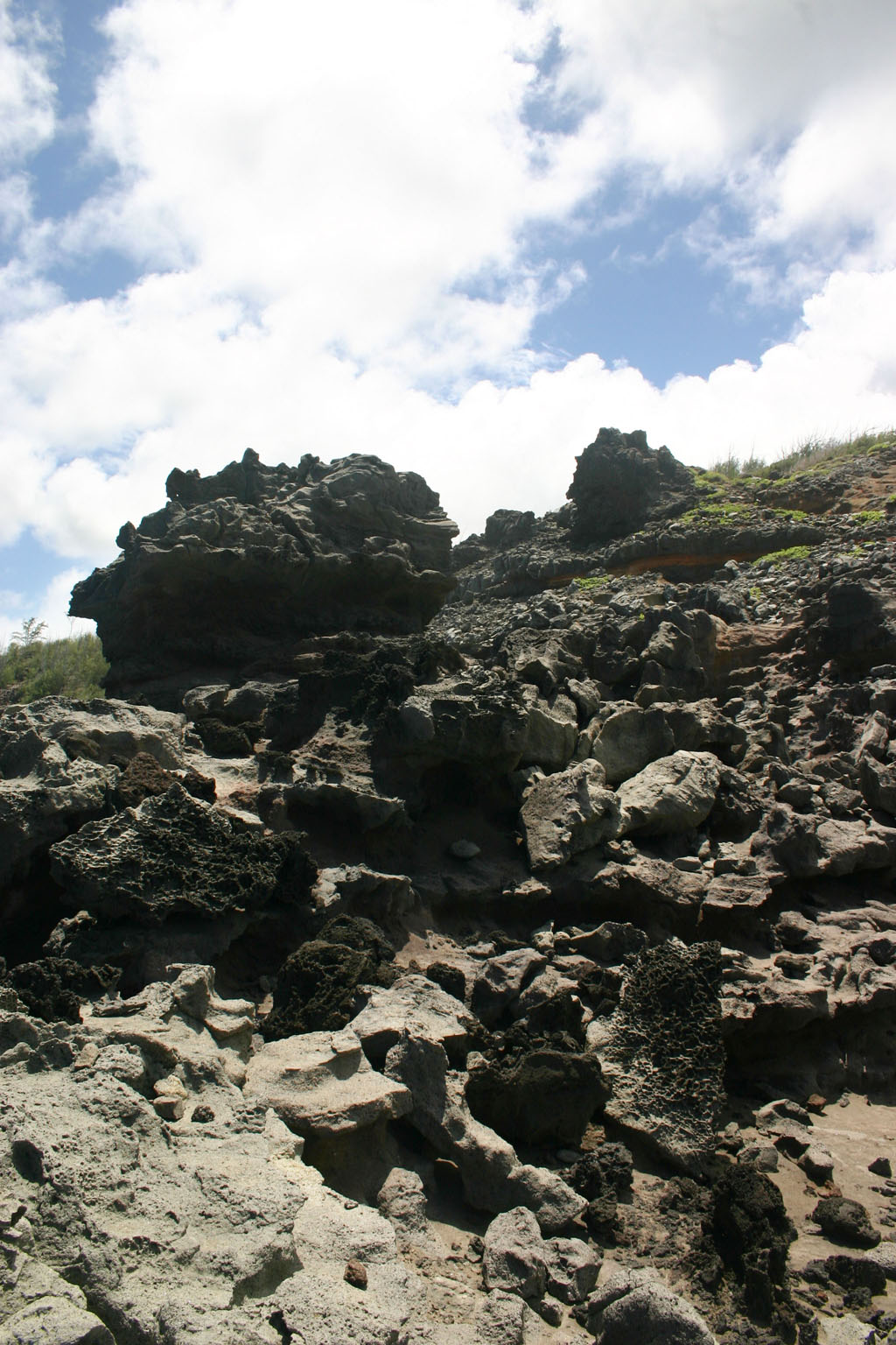 There are several well established trails down the jagged lava, but don't trip!