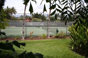 One of six tennis courts